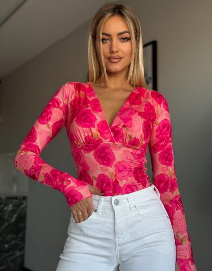 Bluzka V MARINA- Red rose