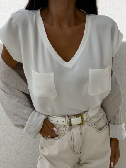 Bluzka KIESZONKI – ecru