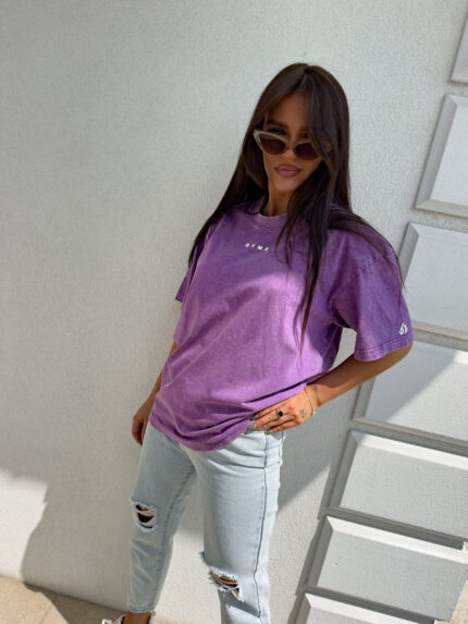 Dekatyzowany t-shirt PLAY - fioletowy