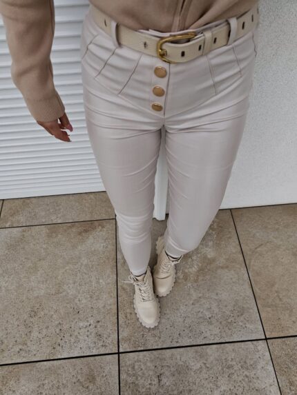 Spodnie woskowane KARL - ivory