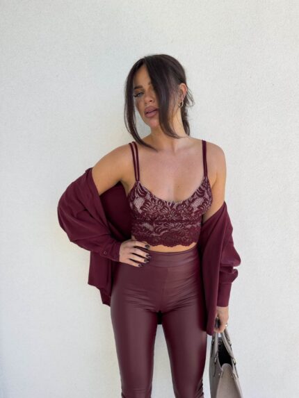 Top gorset KORONKOWY - bordowy