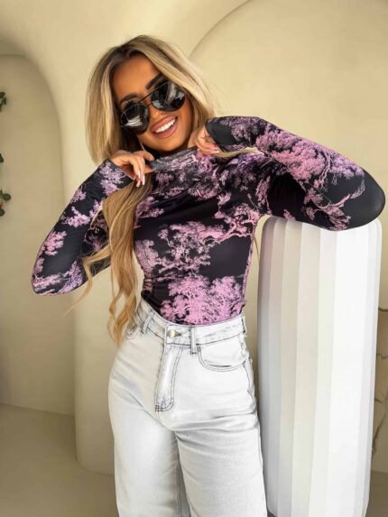 Bluzka SKIN print dior – jasny róż