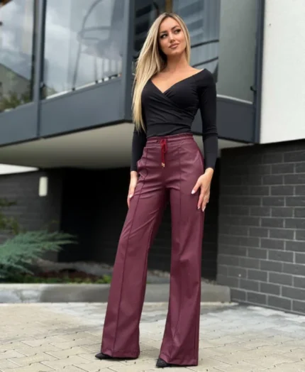 Spodnie Dzwony Marina - Bordowe